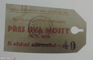 vstupenka na závod Přes dva mosty 1950...